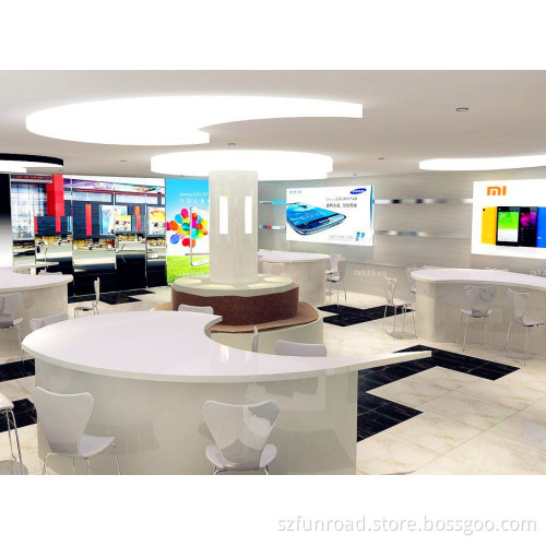 led lighting wood glass mobile phone display counter